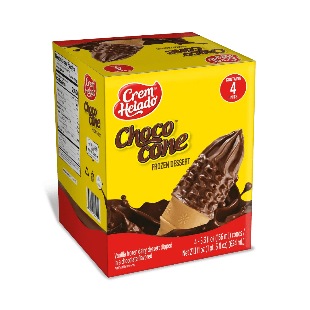Crem Helado Choco Cono 4 - Pack – 21.1 fl oz (624 ml) – Colombian Chocolate - Coated Ice Cream Cones - JETa Imports®
