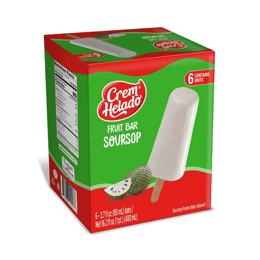 Crem Helado FruitBar Soursop – 6 - Pack – 16.2 fl oz (480 ml) – Colombian Frozen Fruit Dessert Bars – Imported from Colombia - JETa Imports®