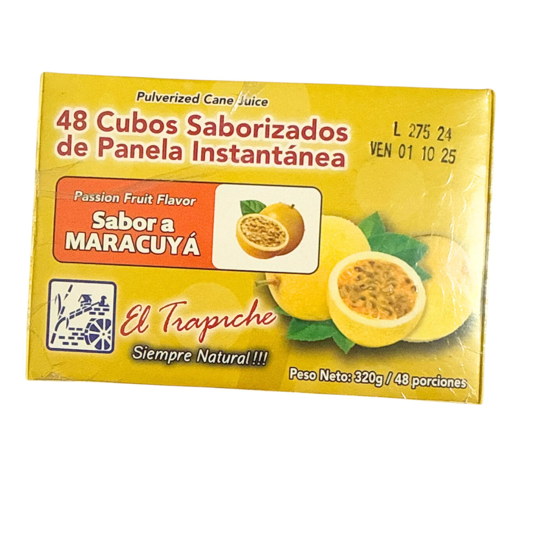 48 Cubos Saborizados de Panela Instantánea El Trapiche - Sabor Maracuyá - Passion Fruit Flavored Panela Cubes