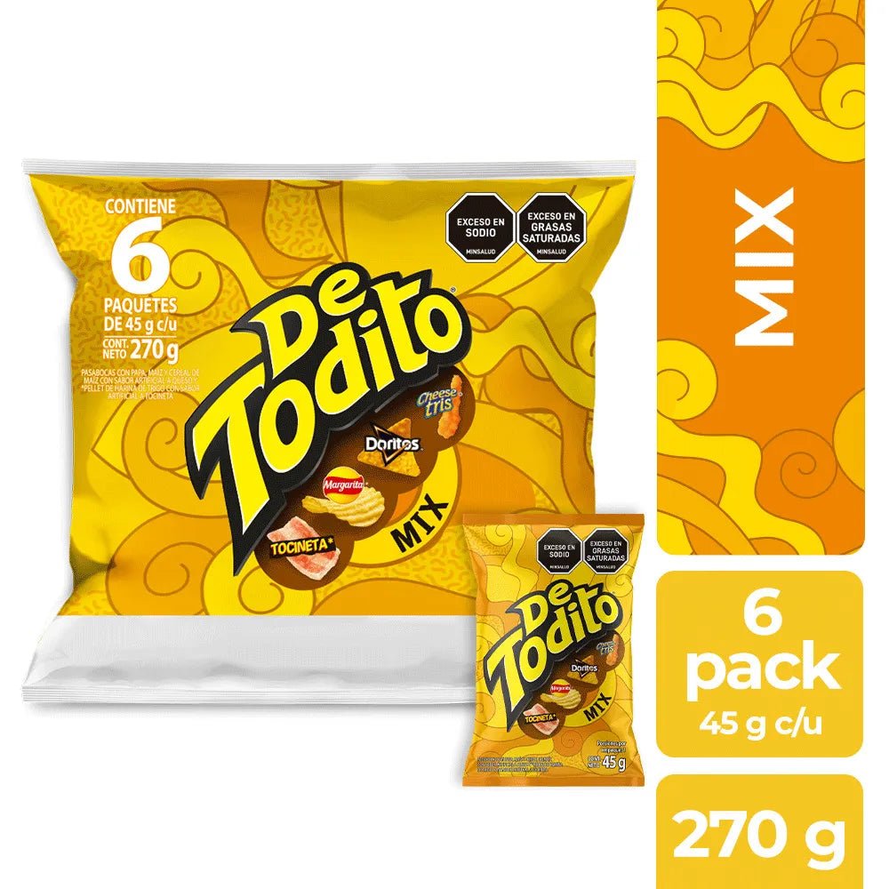 Detodito Mix Paketón Snack Pack – 6 Units (Approx. 45g Each, 270g Total / 9.52 oz) – Assorted Colombian Snack Mix – Imported from Colombia - JETa Imports®