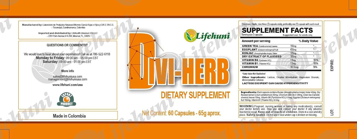 Divi-Her(b) 60 Capsules - Dietary Supplement