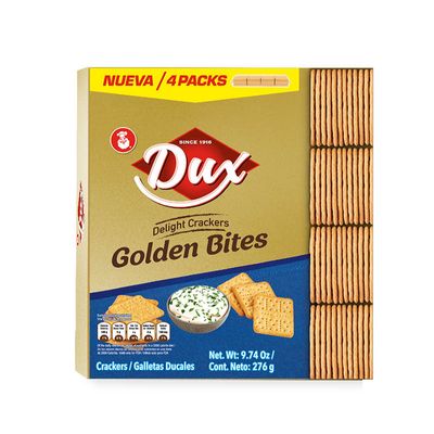 DUX Golden Bites Delight Crackers 4 Pack (9.74 oz Each) – Crispy Snack Crackers – Colombian Biscuits - JETa Imports®