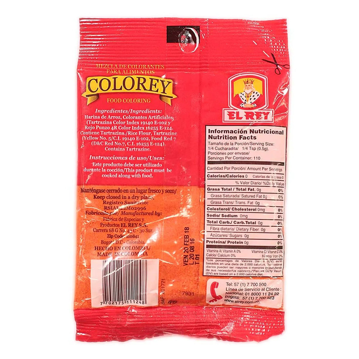 El Rey Torreon Color El Rey Food Coloring | 55g Bag – Traditional Colombian Culinary Color ...