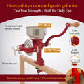 Estrella Cast Iron Manual Crank Corn & Grain Grinder – 14” Tall with 5” Hopper – Hand Operated Mill for Corn, Grains & Beans - JETa Imports®