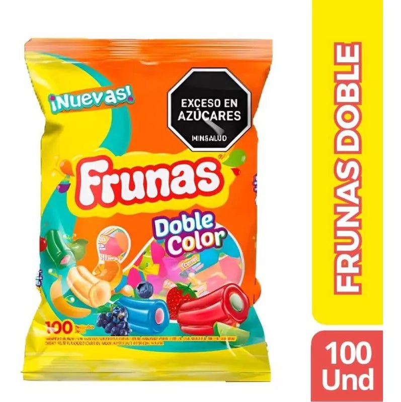 Frunas Doble Color - 100 Units Bag - Chewy Fruit - Flavored Candy - JETa Imports®