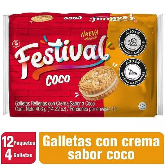 Galleta de Coco Festival - 14.21 oz - Coconut - Flavored Sandwich Cookies - JETa Imports®