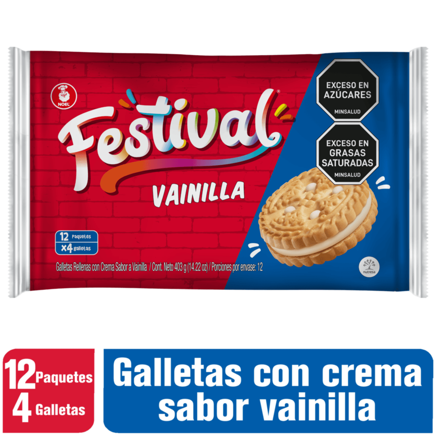 Galleta de Vainilla Festival - 14.21 oz - Vanilla - Flavored Sandwich Cookies - JETa Imports®