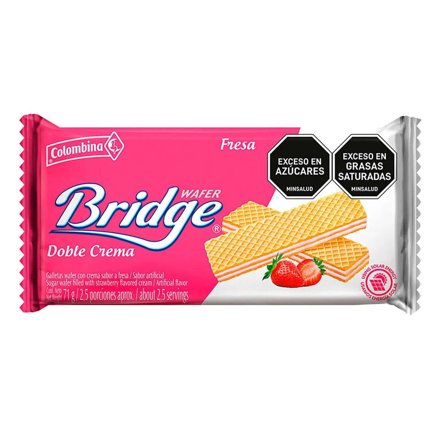 Galleta Wafer Bridge con Crema Sabor Fresa - 71g - Strawberry Cream Wafer Cookies - JETa Imports®