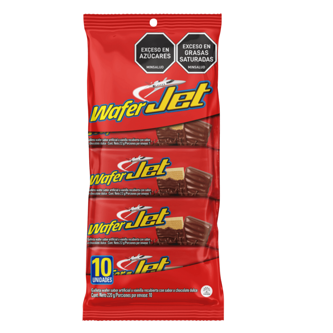 Galletas Wafer Jet x 10 Pack - 220g - Vanilla Wafer Coated in Chocolate - JETa Imports®