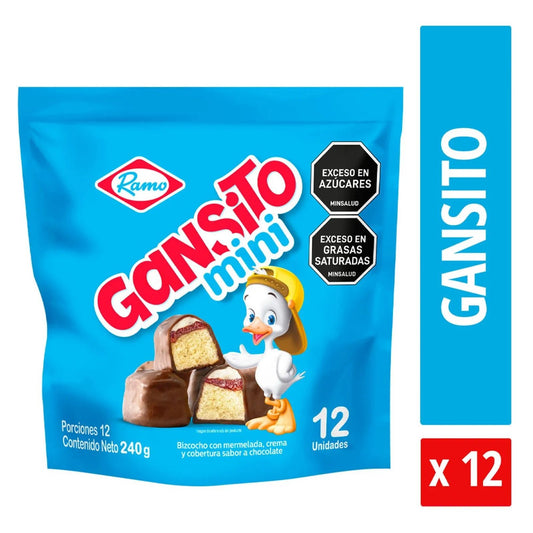 Gansito Mini Ramo - 12 Pack - 240g (8.47 oz) - Chocolate - Coated Snack Cakes with Strawberry and Cream Filling - JETa Imports®