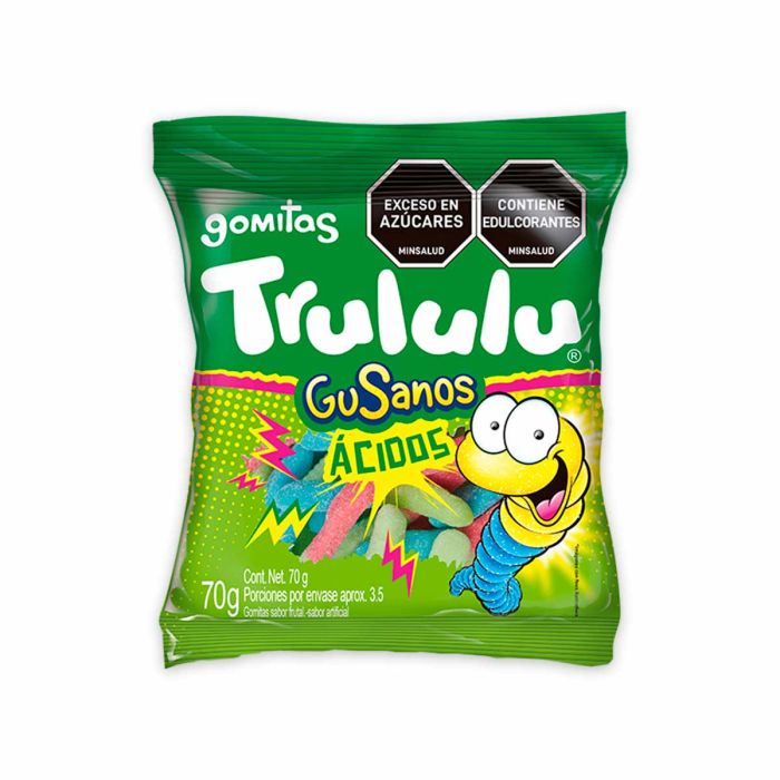 Gomitas Trululu Gusanos Ácidos - 70g (2.47 oz) - Sour and Chewy Gummy Worms - JETa Imports®