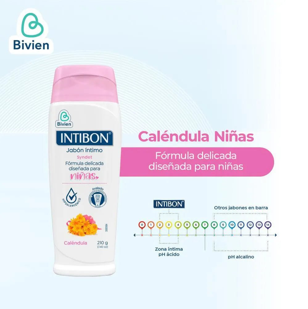 Intibon Girls Intimate Wash with Calendula – 210g (7.41 oz) – Gentle Liquid Feminine Hygiene Cleanser for Sensitive Skin – Imported from Colombia - JETa Imports®