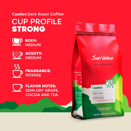 Juan Valdez Cumbre Ground Coffee – 340g (12 oz) – Premium Colombian Coffee with Intense Flavor - JETa Imports®