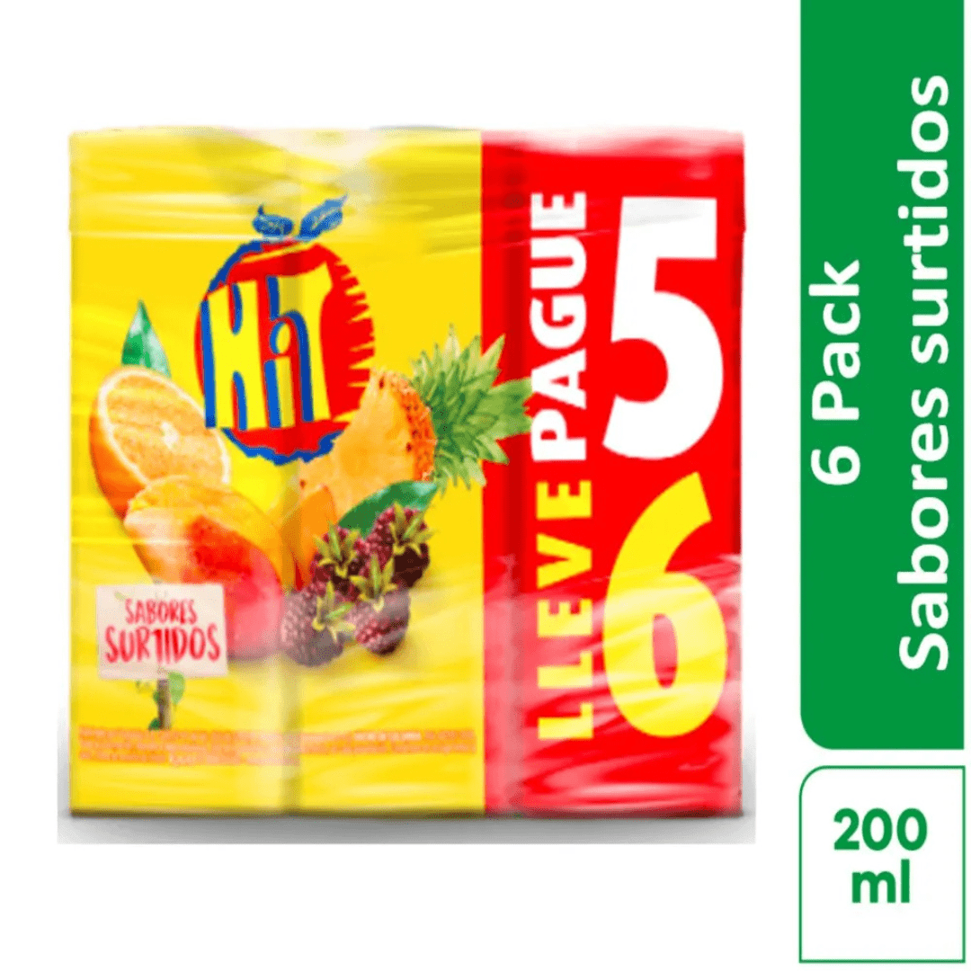 Jugos Hit Sabores Surtidos - 6 Pack (200ml Each) - Total 1.2L - Assorted Fruit Juices - JETa Imports®