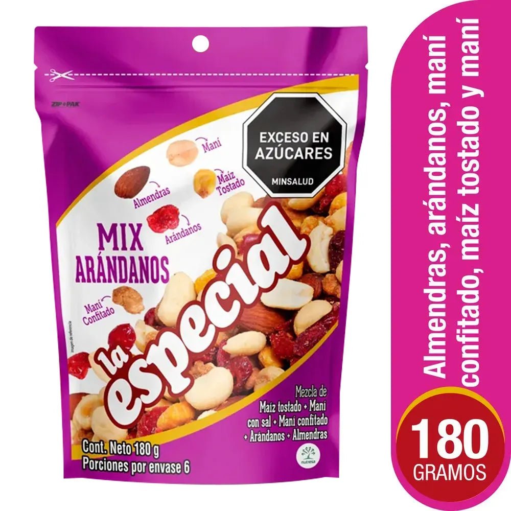 Mezcla LA ESPECIAL con Arándanos - 180g (6.35 oz) - Nut & Dried Cranberry Snack Mix - JETa Imports®