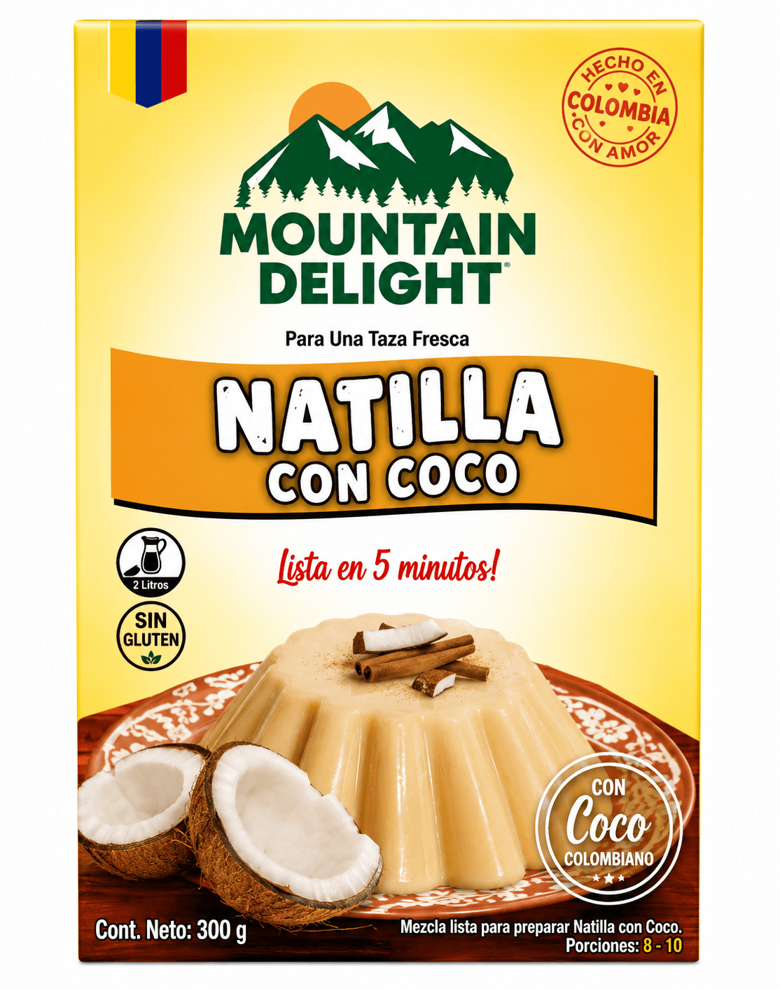 Mountain Delight Coconut Natilla Mix 12 oz (340g) – Traditional Colombian Custard Dessert Mix with Coconut – Imported from Colombia - JETa Imports®