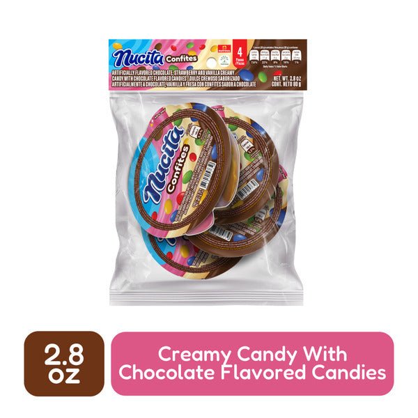 Nucita Confites 4 Pack – 2.8 oz (80 g) – Trisabor Candy with Chocolate, Strawberry & Vanilla – Imported Candy - JETa Imports®