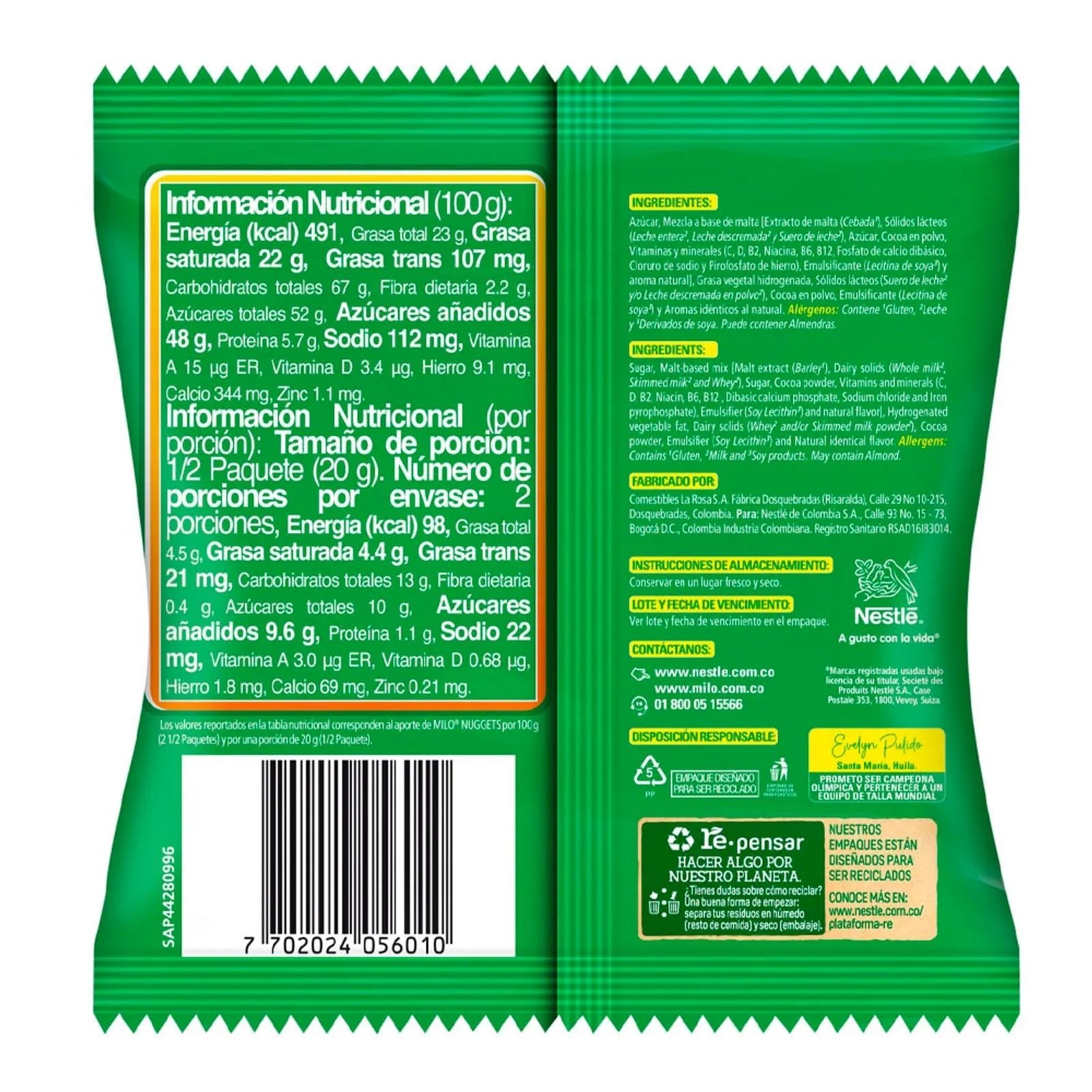 Nuggets Milo Colombiano - 40g (1.41 oz) - Crunchy Chocolate Malt Snack - JETa Imports®