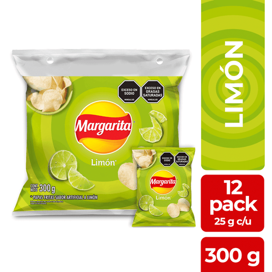 Papas Fritas Margarita Limón - 12 Units - 300g - Zesty Lime - Flavored Potato Chips - JETa Imports®