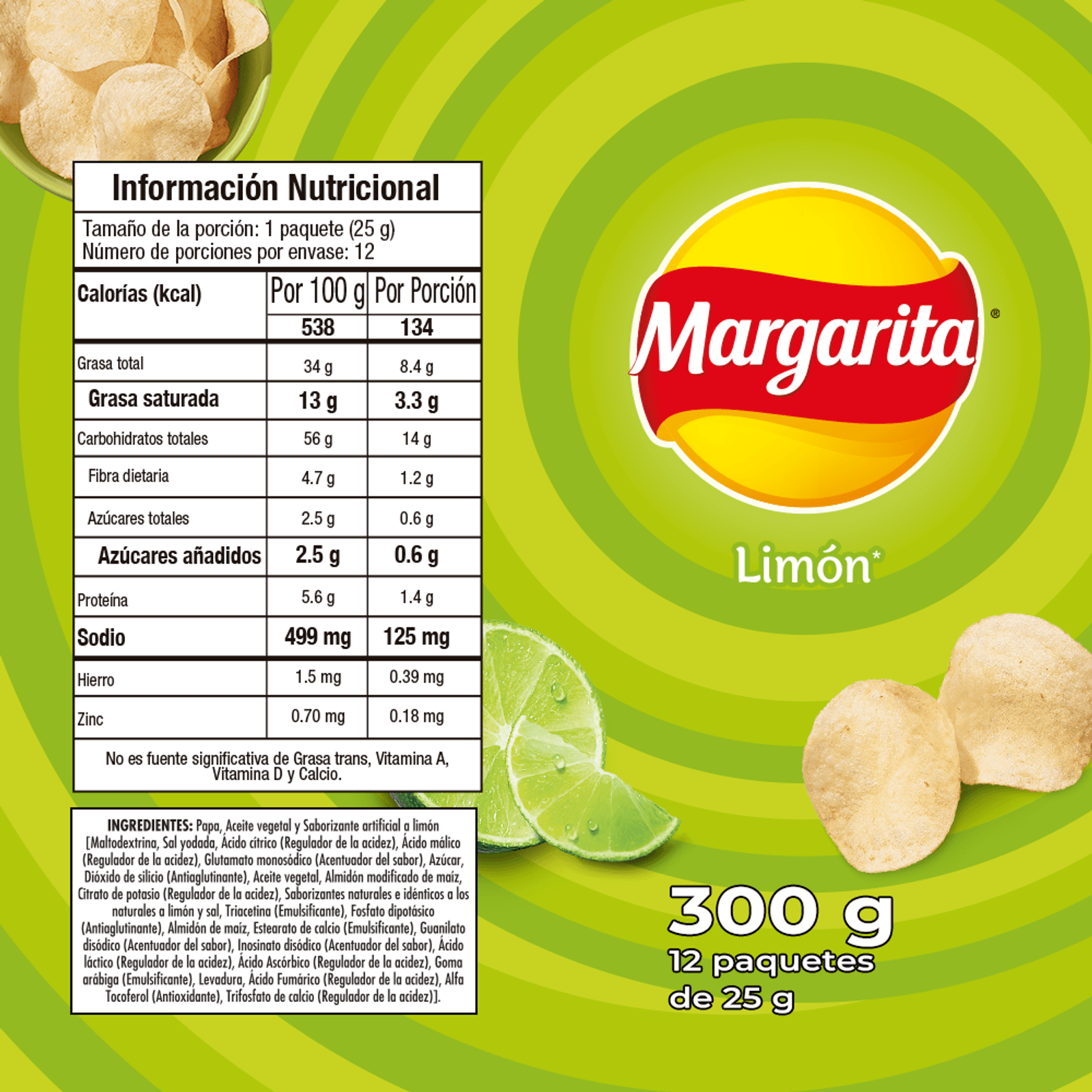 Papas Fritas Margarita Limón - 12 Units - 300g - Zesty Lime - Flavored Potato Chips - JETa Imports®