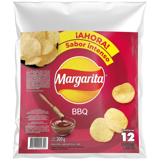 Papas Margarita BBQ Potato Chips 12 Pack (25g Each) – Lunchbox Snack Size – Colombian Chips – Imported from Colombia - JETa Imports®
