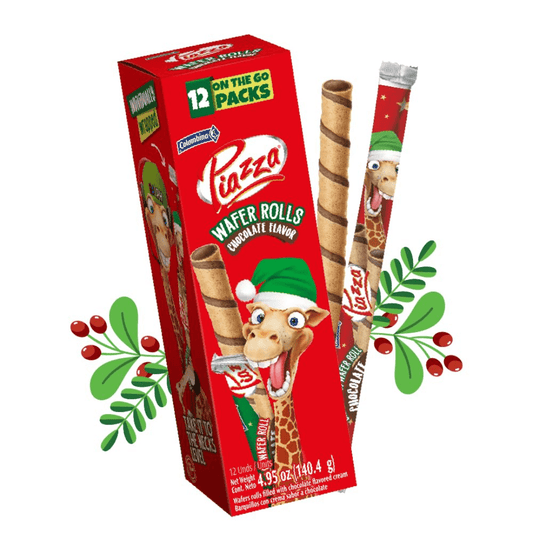 Piazza Christmas Wafer Rolls, Chocolate Flavored, 12 Individually Wrapped Sticks Per Box, 4.95oz (Pack of 1) - JETa Imports®