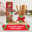 Piazza Christmas Wafer Rolls, Chocolate Flavored, 12 Individually Wrapped Sticks Per Box, 4.95oz (Pack of 1)