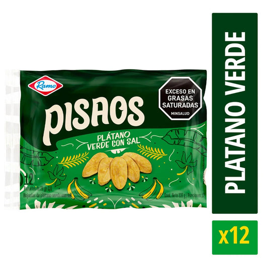 Plátano Ramo Verde con Sal Pisaos - 12 Pack (28g Each) - Crunchy Plantain Chips with Salt - JETa Imports®