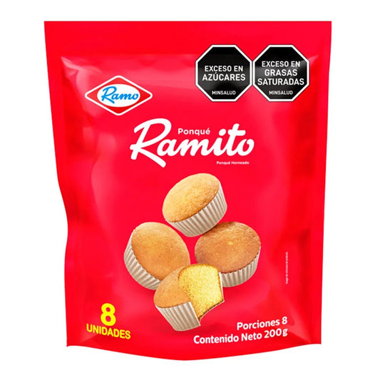 Ponqué RAMO Ramito - 8 Pack (25g Each) - Soft and Moist Mini Sponge Cakes - JETa Imports®