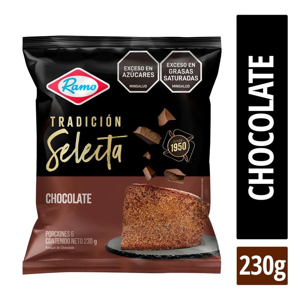 Ponqué RAMO Tradición Selecta Chocolate - 230g (8.11 oz) - Rich & Moist Chocolate Cake - JETa Imports®