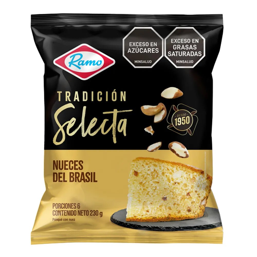 Ponqué RAMO Tradición Selecta Nueces del Brasil - 230g (8.11 oz) - Soft Cake with Brazil Nuts - JETa Imports®