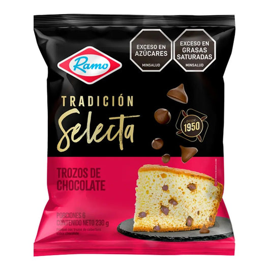 Ponqué RAMO Tradición Selecta Trozos de Chocolate - 230g (8.11 oz) - Chocolate Chip Sponge Cake - JETa Imports®