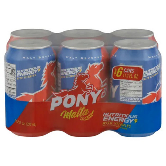 PONY Malta con Vitaminas - Malt Beverage with Vitamins Drink 11.2 Fl Oz