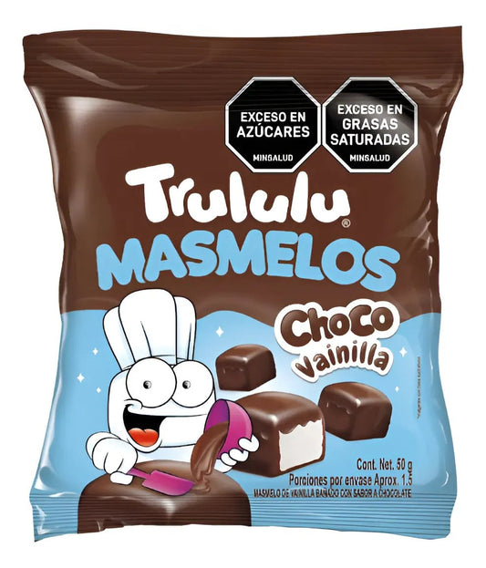 rululu Masmelos Choco Vainilla – 50 g (1.76 oz) – Colombian Chocolate - Covered Marshmallows – Imported from Colombia - JETa Imports®