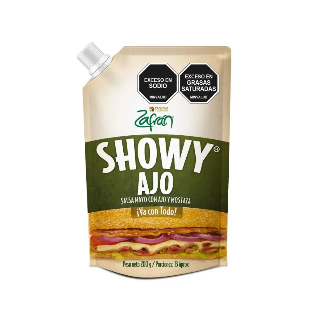 Showy Garlic Sauce 200g (7.05 oz) – Salsa de Ajo – Creamy Garlic Condiment – Imported from Colombia