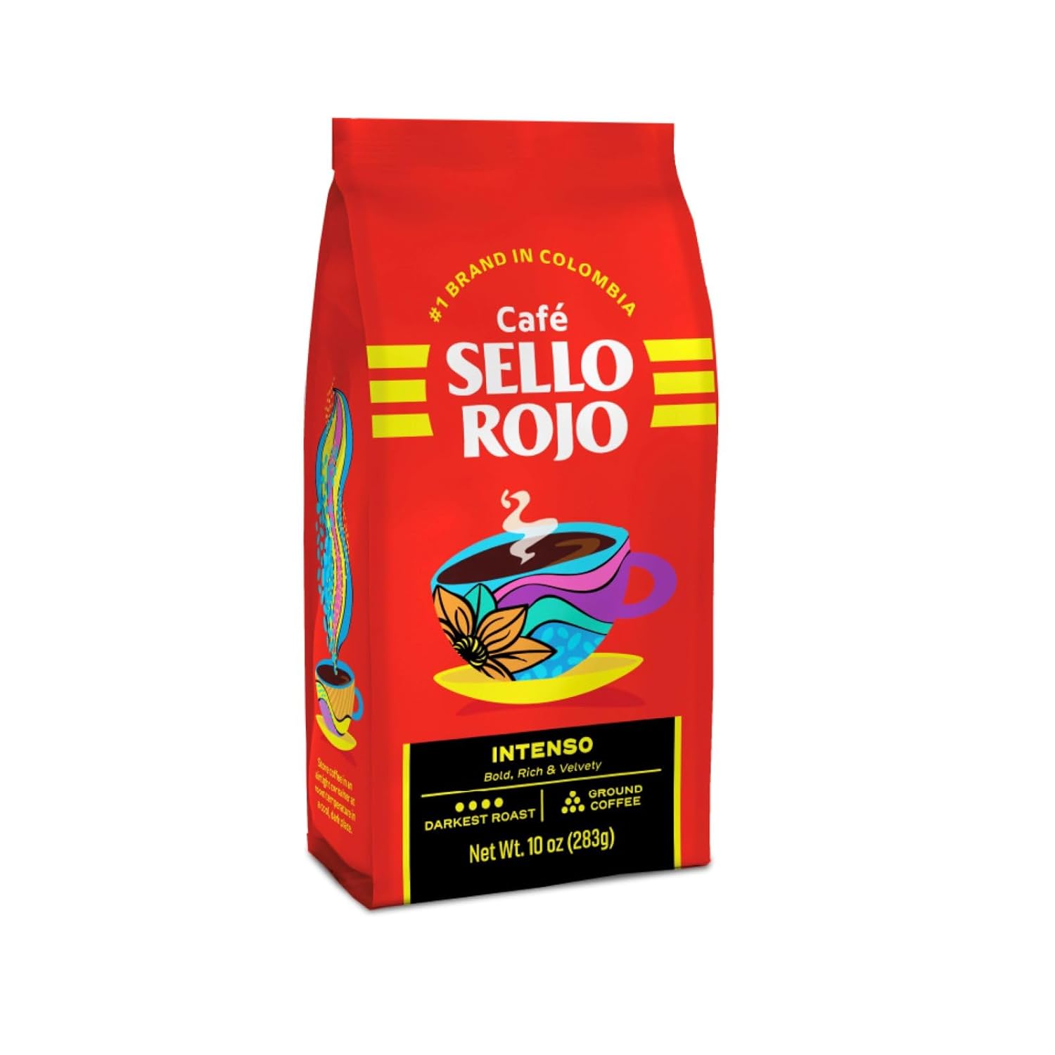 Sello Rojo Intenso Darkest Roast Ground Coffee - 10 oz Bag - Bold and Full - Bodied Flavor - JETa Imports®