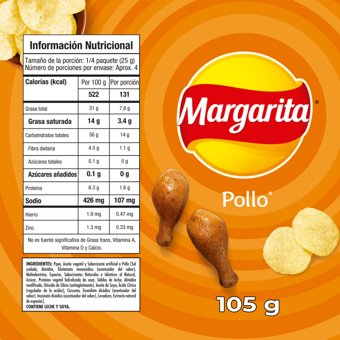 Snack Papas Pollo Margarita Familiar - 105g - Chicken - Flavored Potato Chips - JETa Imports®