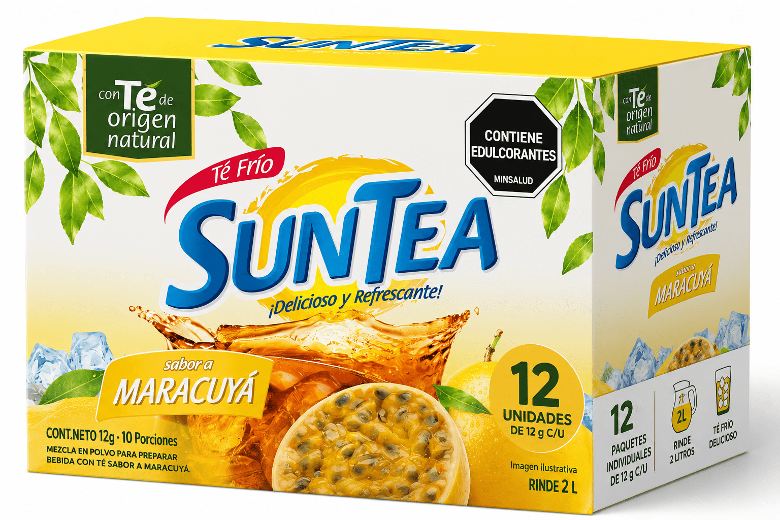 SUNTEA Passion Fruit Flavored Instant Tea Drink Mix 12 Pack (12g Each) – Maracuyá Flavor – Imported from Colombia - JETa Imports®