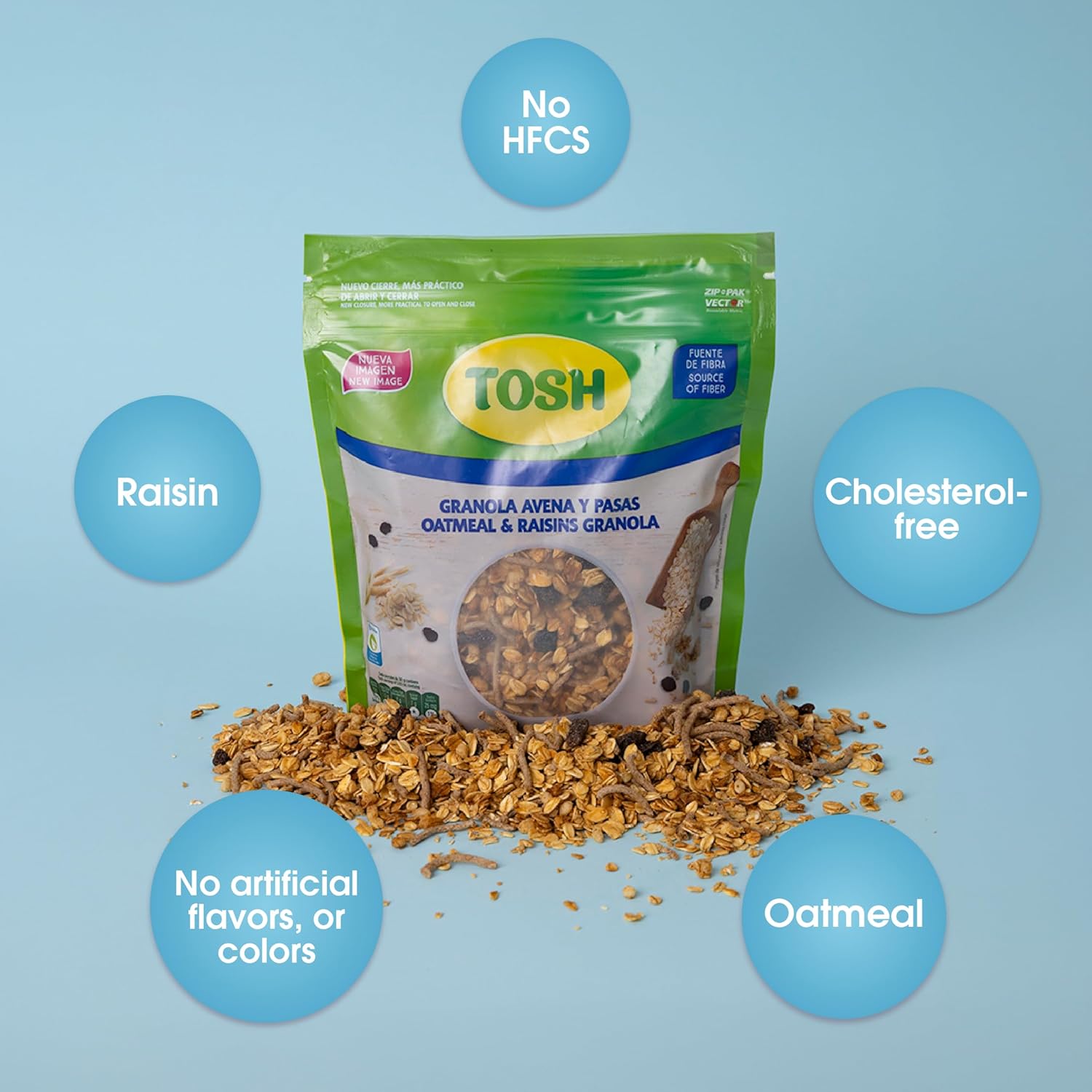 Tosh, Granola with Oatmeal & Raisins, Cholesterol-Free, 10.5 Ounce