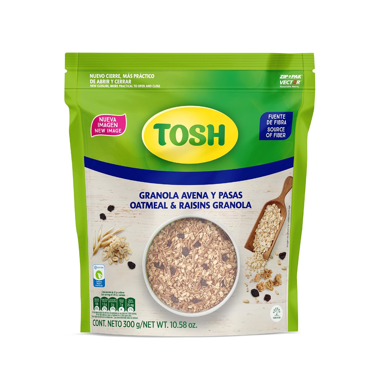 Tosh, Granola with Oatmeal & Raisins, Cholesterol - Free, 10.5 Ounce, Pack of 1 - JETa Imports®