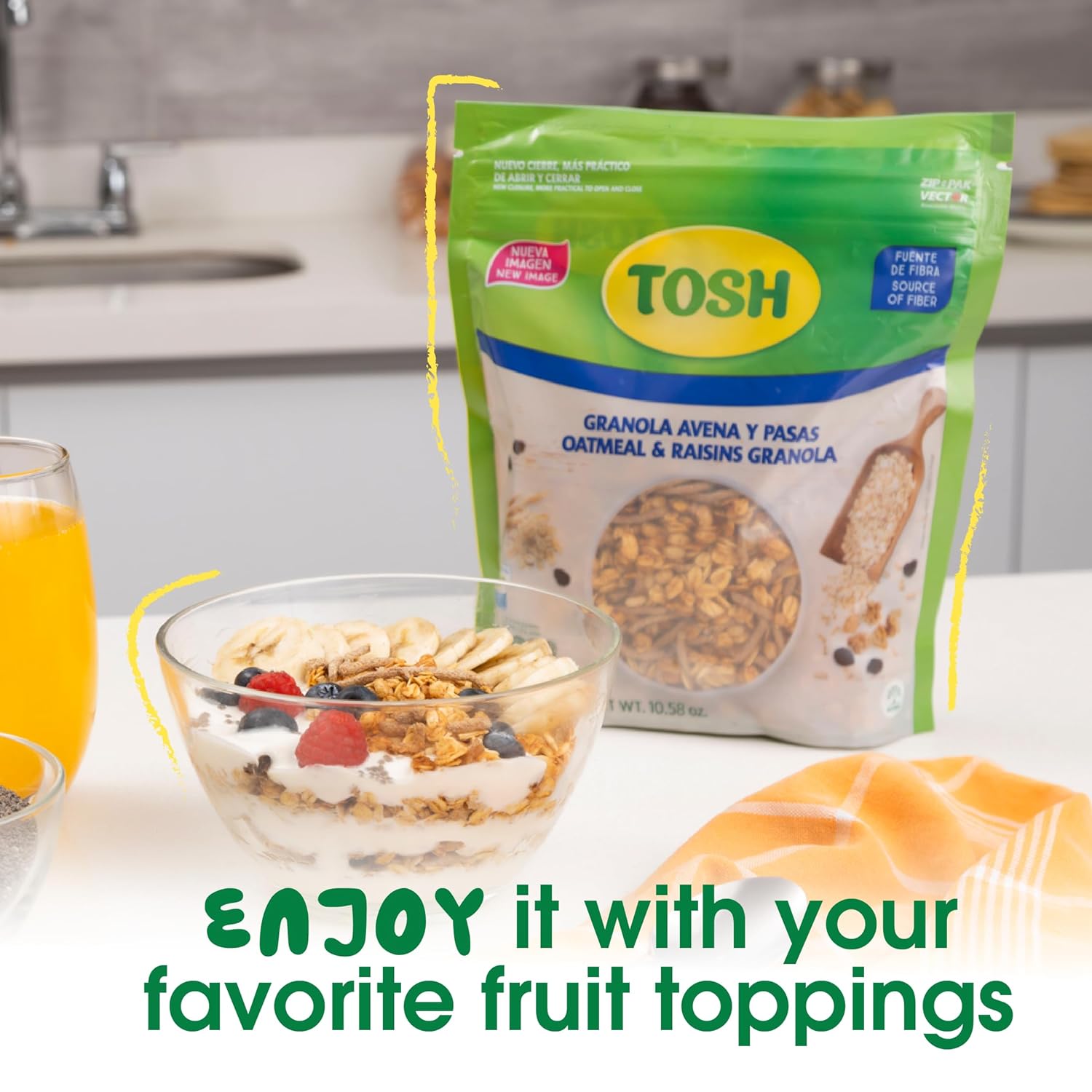 Tosh, Granola with Oatmeal & Raisins, Cholesterol-Free, 10.5 Ounce