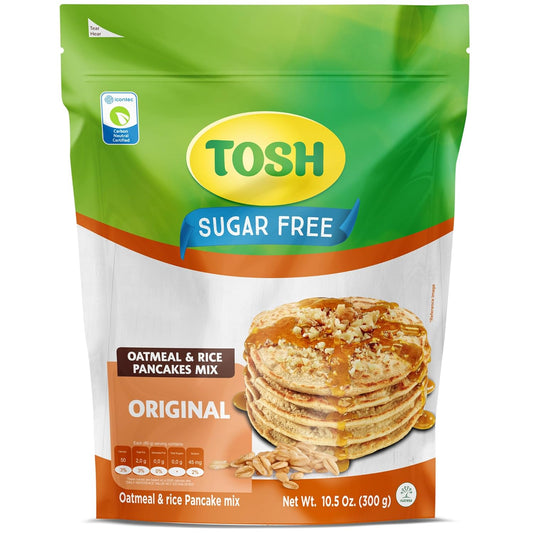 Tosh, Oatmeal & Rice Pancake Mix, Sugar-Free, High in Fiber and Protein, 10.5 Ounce, Pack of 1.