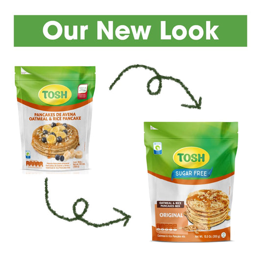 Tosh, Oatmeal & Rice Pancake Mix, Sugar-Free, High in Fiber and Protein, 10.5 Ounce, Pack of 1.