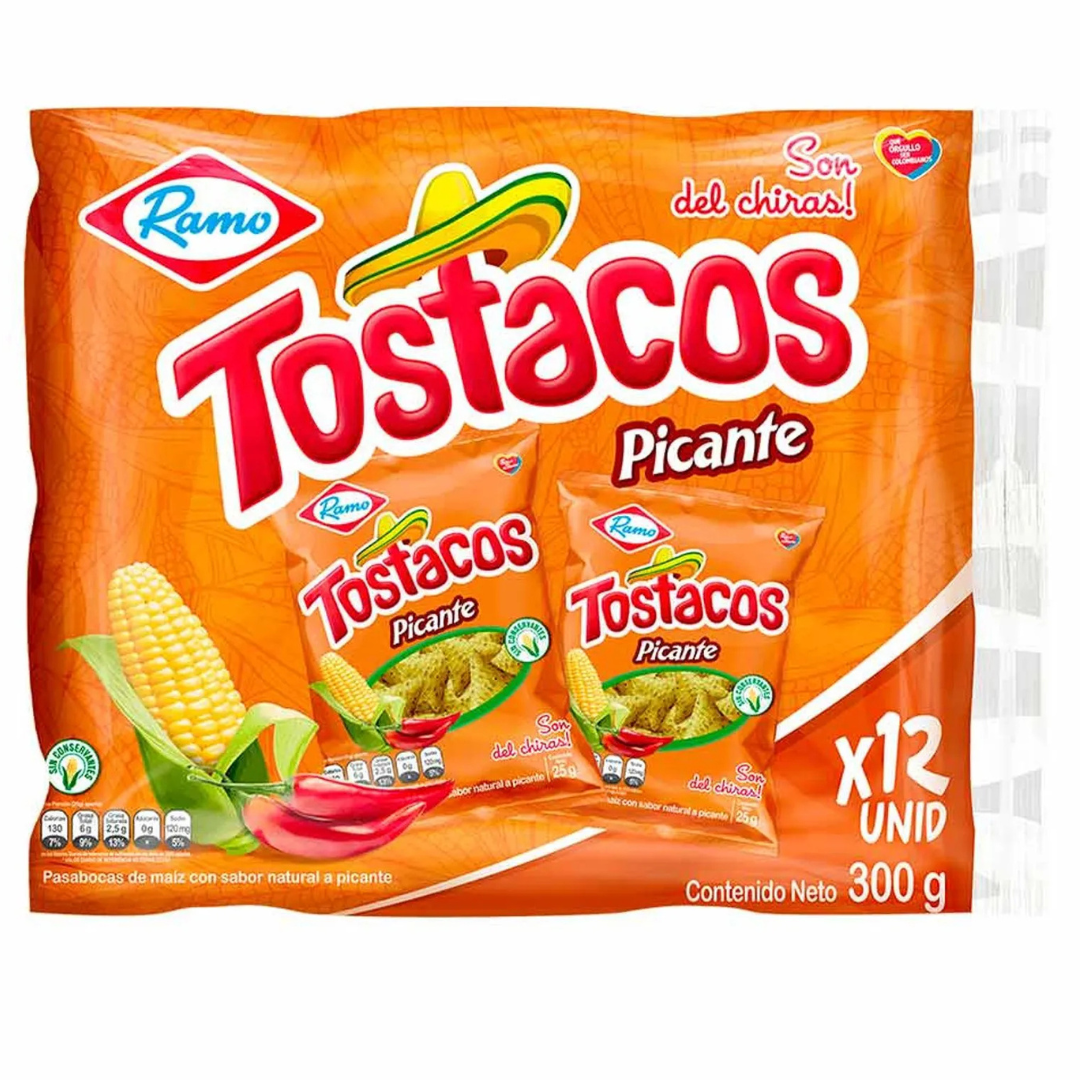 Tostacos Sabor a Picante Ramo - 12 Pack x 25g Each