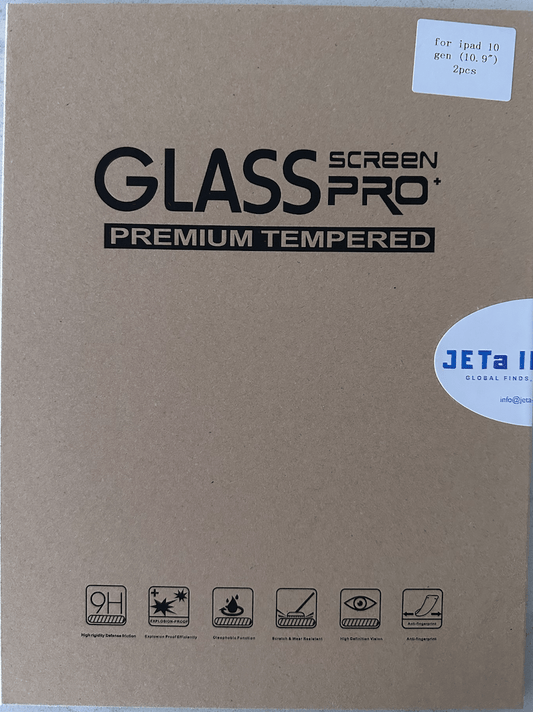 Two - Pack Tempered Glass Screen Protector for iPad 10th Generation 10.9 inch (2022 Models) - 9H Hardness, Case Friendly, Anti - Scratch, and Touch Sensitive. - JETa Imports®