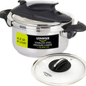 Universal 4.2 Quart (4 Liter) Stainless Steel Pressure Cooker – Includes Extra Glass Lid – Induction Compatible – Multipurpose Pot – 5 Servings - JETa Imports®