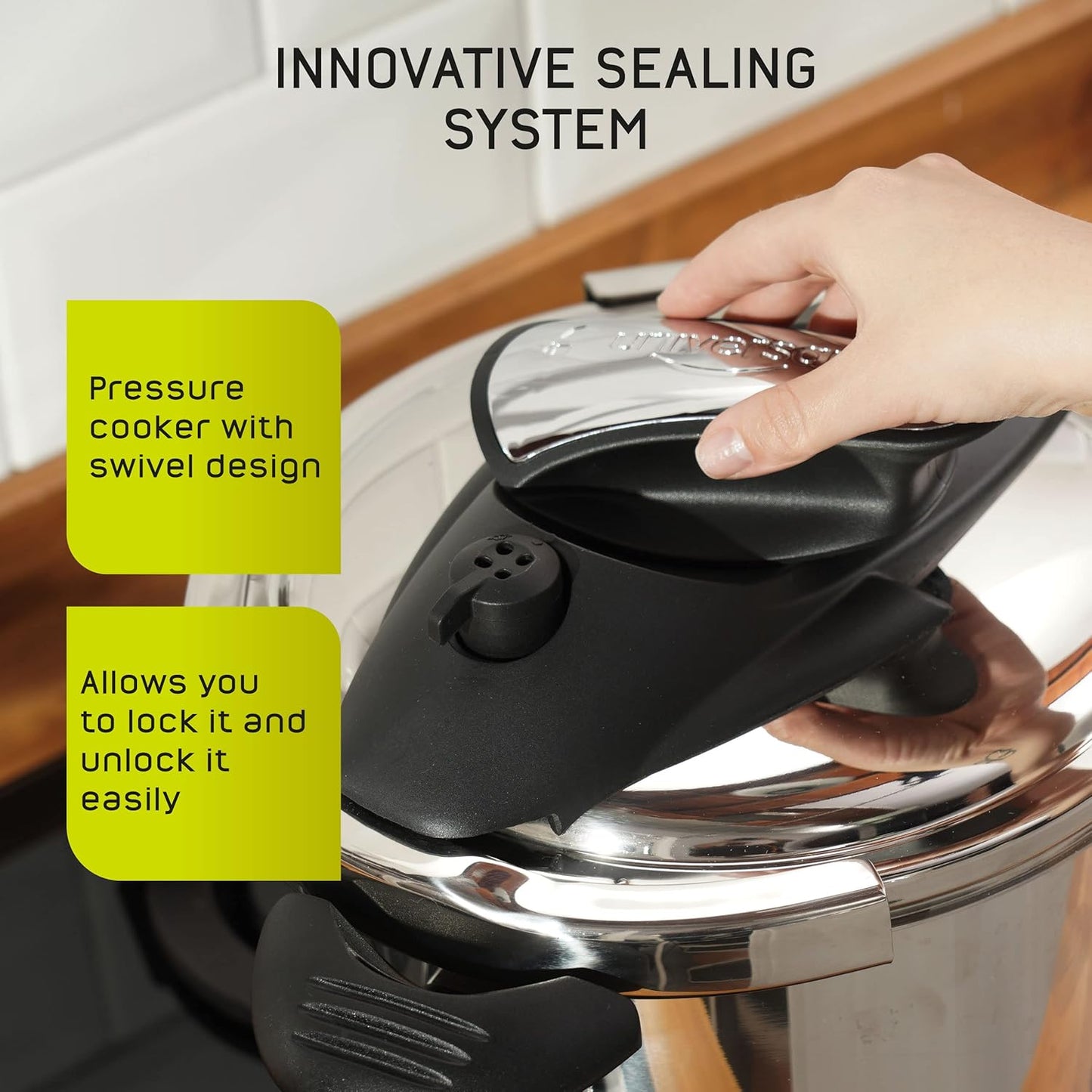 Universal 4.2 Quart (4 Liter) Stainless Steel Pressure Cooker – Includes Extra Glass Lid – Induction Compatible – Multipurpose Pot – 5 Servings - JETa Imports®