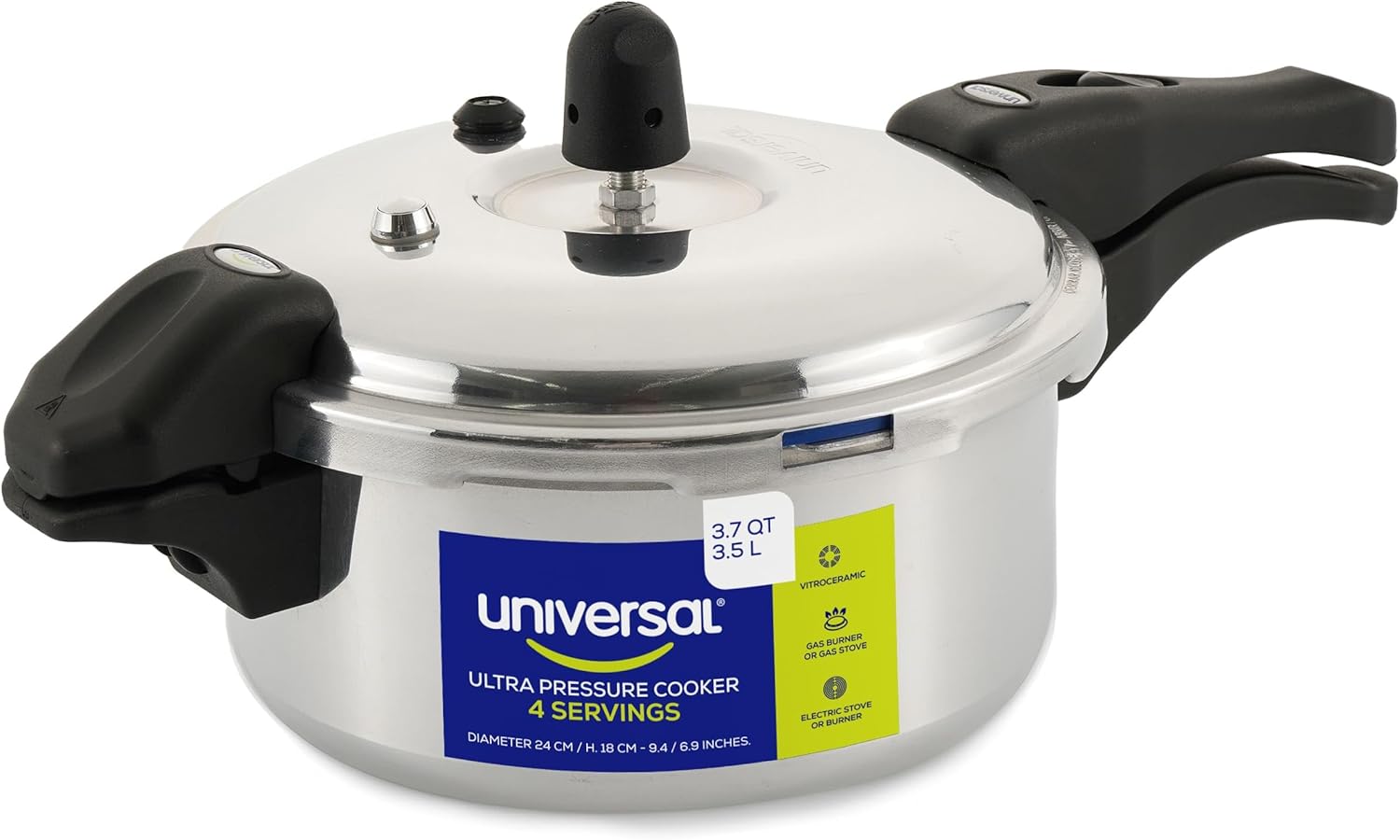 Universal Ultra Pressure Cooker 3 Liter (3.7 Quart) – Aluminum Pressure Pot with 6 Safety Systems – 9.4 in Diameter – Serves 4 - JETa Imports®