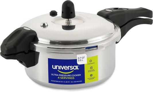 Universal Ultra Pressure Cooker 3 Liter (3.7 Quart) – Aluminum Pressure Pot with 6 Safety Systems – 9.4 in Diameter – Serves 4 - JETa Imports®