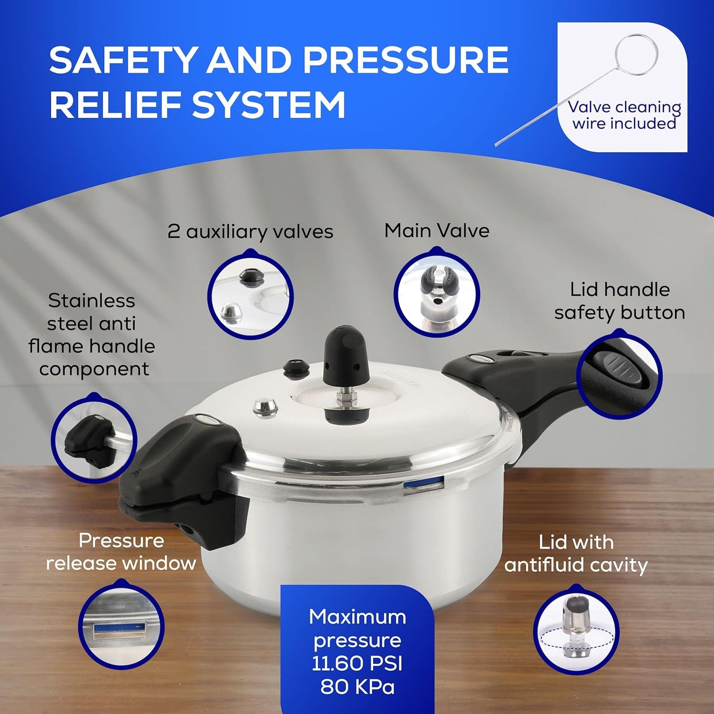 Universal Ultra Pressure Cooker 3 Liter (3.7 Quart) – Aluminum Pressure Pot with 6 Safety Systems – 9.4 in Diameter – Serves 4 - JETa Imports®